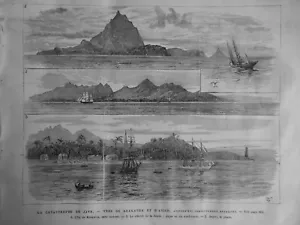 1883 Java Vocan Krakatoa 2 Ancient Newspapers - Picture 1 of 2