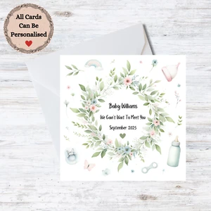 Personalised Baby Shower Card - Flower Ring - Mother to Be - Customisable Name - Picture 1 of 1