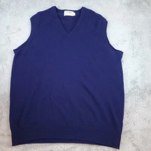 LL Bean Wool Sweater Vest Mens XL Tall Blue Made in USA Vintage - Picture 1 of 8