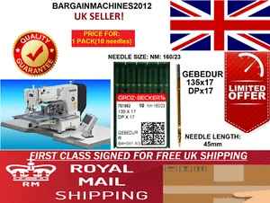 GROZ BECKERT DPX17 135X17 GEBEDUR NM:160/23 BROTHER BAS INDUS SEWING MCHN NEEDLE - Picture 1 of 4