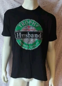 "TROPHY Husband" Graphic Black German Beer Themed T Shirt Men's Large - Picture 1 of 3