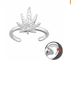 Pot marijuana lead sterling silver ear cuff - Picture 1 of 1