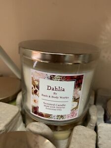 Bath & Body Works DAHLIA Fragrance Scented 3 Wick Candle 14.5 oz New
