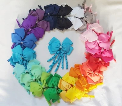 Bow hair Clips pin Diamond alligator Diamante Clip with long tails  - Image 1 of 4