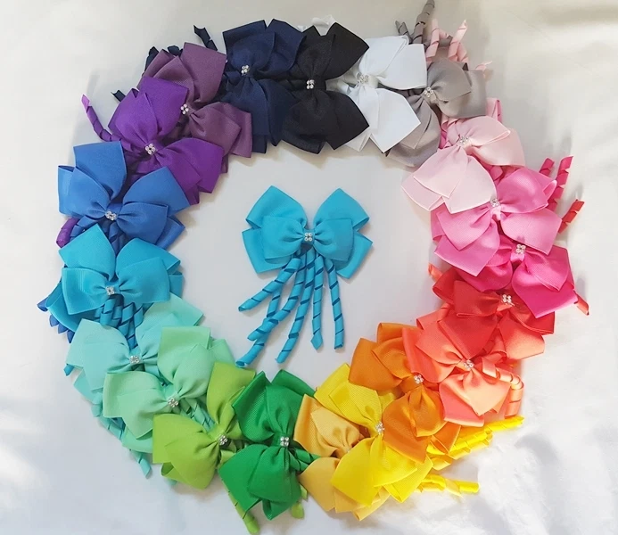 Bow hair Clips pin Diamond alligator Diamante Clip with long tails  - Image 1 of 4