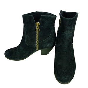 SAM EDLESON Louie Women's Black Suede Leather Ankle Side Zipper Boots Size 7.5 - Picture 1 of 14