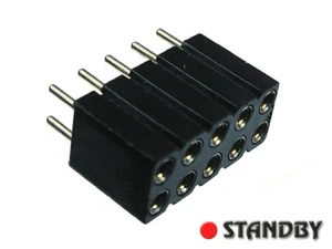 10pcs 2x5 Round Female Pin Header gold machined straight 2,54mm 803-91-010-10-00 - Imagen 1 de 2