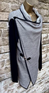 Ladies Apricot Brown Mix Wool Feel Wrap Style Long Sleeve Cardigan Jacket UK S/M - Picture 1 of 15