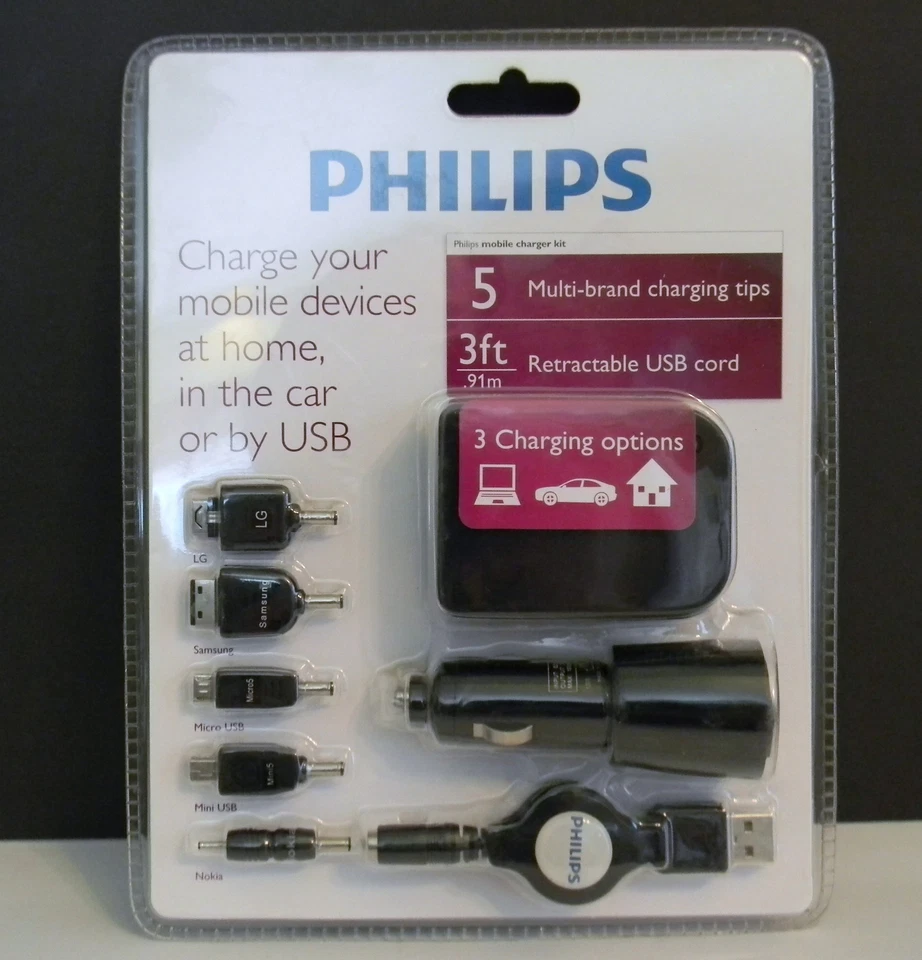 Universal Phone CHARGER Philips - LG Samsung Micro & Mini USB Nokia Blackberry - Image 1 of 4