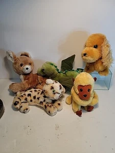 R Dakin Plush Lot Monkey Cat  Deer Green Dragon  spaniel dog Stuffed Animal  - Picture 1 of 24
