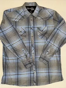 Camisa Western Wrangler 20X Competición Para Hombre XXLT Azul A Cuadros Bolsillo Perla A Presión - Imagen 1 de 7