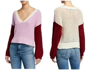 Suéter Recortado Wildfox Color Me Beverly Tejido Bloques de Color Cuello en V Talla Mediana Nuevo - Imagen 1 de 6