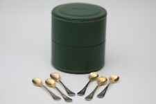 silver salt spoon caviar spoon leather gift box, set of 6  "Personaliz"
