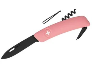 CUCHILLO PLEGABLE DE BOLSILLO SUIZO SWIZA D01 TODO NEGRO / PINZAS SACACORCHOS PTFE ROSA - Imagen 1 de 3