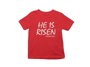 He Is Risen Easter T-Shirt Christian Faith Jesus Resurrection Religious Tee - Picture 1 of 14