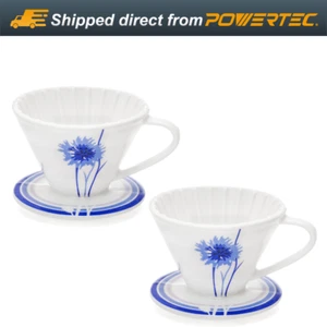 BLUE BREW Pour Over Coffee Dripper, Size 01 Ceramic Cone Coffee Maker, 2PK - Picture 1 of 11