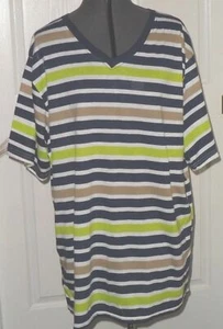 *REVOLUTION MENS T-SHIRT SIZE S - XL BLUE WHITE GREEN TAN STRIPE LIGHTWEIGHT NWT - Picture 1 of 1