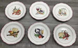 Vintage L'heure du Cocktail Saint Amand France Appetizer plate Set of 6 - Picture 1 of 9