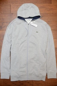 Lacoste SH1613 Men's Gray Fleece Cotton Hooded Jacket Hoodie Big & Tall 4XLB 11R - Picture 1 of 9