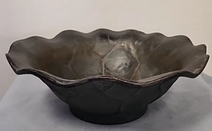 Vintage schwere Gusseisen oder Bronze dekorative Lilie Pad Fuß Konsole Schale EUC - Bild 1 von 14