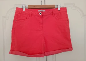 GEORGE Ladies Stretch Shorts Size 16 Coral Pink Cotton Bermuda W34 L5'' VGC - Picture 1 of 6