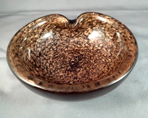 Vintage Fratelli Toso Murano Glass Copper/Brown Aventurine Sommerso Ashtray MCM - Picture 1 of 16