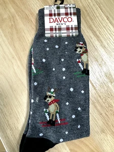 DAVCO Men's Skiing Bear Christmas Socks Size 6-12 Shoe - Picture 1 of 2
