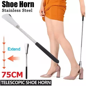 Telescopic Shoe Horn Extend Handle Shoehorn Helper Stainless Steel Lifter Tool - Picture 1 of 9