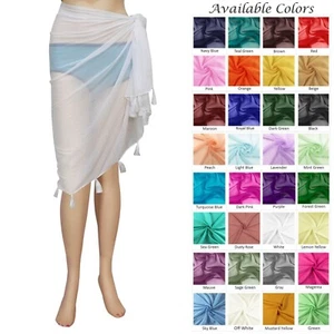 Sarong Tassel Cover up Pareo Beach Pool Party Swimsuit Skirt Bikini Wrap For Her - Picture 1 of 12