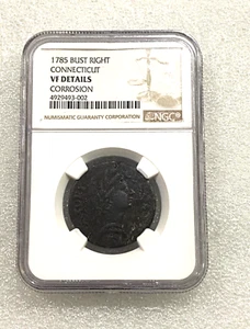 1785 Connecticut Bust Right US Colonial Copper Coin NGC VF Details - Picture 1 of 4