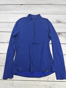 Patagonia Uomo Manica Lunga Blu Mezza Zip Pull Over Medium F1 - Foto 1 di 6