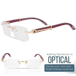 Gafas de lujo para hombre DORADAS marco de madera/metal gafas Rx 55-18-140 - Imagen 1 de 13