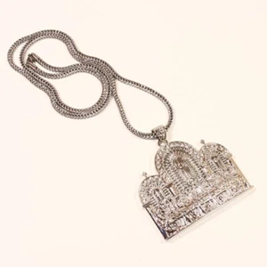 Cadena Hip Hop Jesús La Última Cena Hombre 36" Pulgadas Franco Tono Plata - Imagen 1 de 3