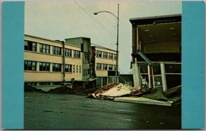 1964 ALASKAN EARTHQUAKE Alaska Postcard "An Anchorage Building Torn in Two" - Picture 1 of 2