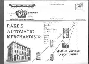MR1332:Rake's Automatic Merchandiser & Coin Machine Exchange Catalogue - Picture 1 of 3