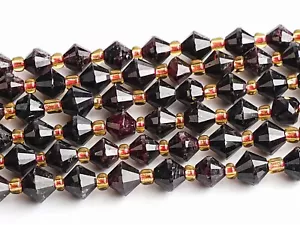Cuentas sueltas facetadas bicónicas grado AA granate negro rojo natural genuino de 6 mm - Imagen 1 de 3