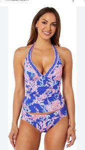 NWT Lilly Pulitzer Bliss Halter Tankini Top Size 8 Borealis Bottom 10 - Picture 1 of 10