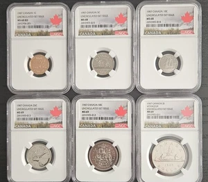 NGC First Place 1987 Canada 6 Coin Uncirculated Set Issue NGC MS68-MS69 - Picture 1 of 3