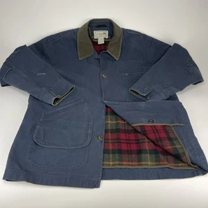 Vintage LL Bean Barn Jacket Men XL Denim Chore Coat Corduroy Collar Lined Heavy - Picture 1 of 17