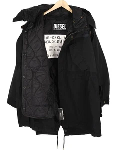 DIESEL W-Miles Men Jacket L 2in1 Parka Insulated Drawstring Waist Black RRP€475 - Picture 1 of 19