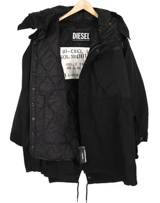 DIESEL W-Miles Men Jacket L 2in1 Parka Insulated Drawstring Waist Black RRP€475 - Image 1 of 4