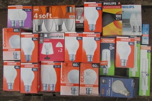 Lote de trabajo de varias bombillas en cajas incl. OSRAM 60W Phillips 100W - Imagen 1 de 3