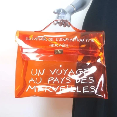 Bolso Kelly Hermes Souvenir De L'Exposition Vinilo Transparente Naranja Foto 1 de 4