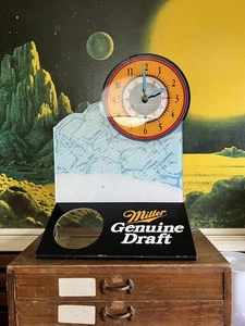 Vintage Miller Genuine Draft MGD Beer Bar Top Clock 1993 Beer Display From USA - Picture 1 of 11