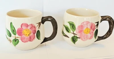 Lot of 2 Vintage England Franciscan Desert Rose Small Coffee Tea Mugs  2.75" - Image 1 of 4
