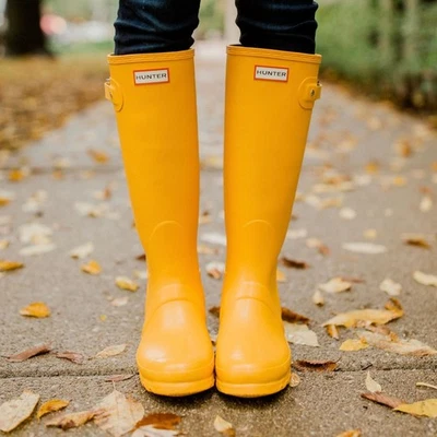 Botas de lluvia Hunter altas para mujer talla 6 amarillas impermeables Wellington botas de agua Foto 1 de 4