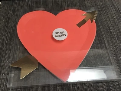 Meri Meri Nuevo en Caja 8 Platos de Papel Corazón Día de San Valentín Foto 1 de 4