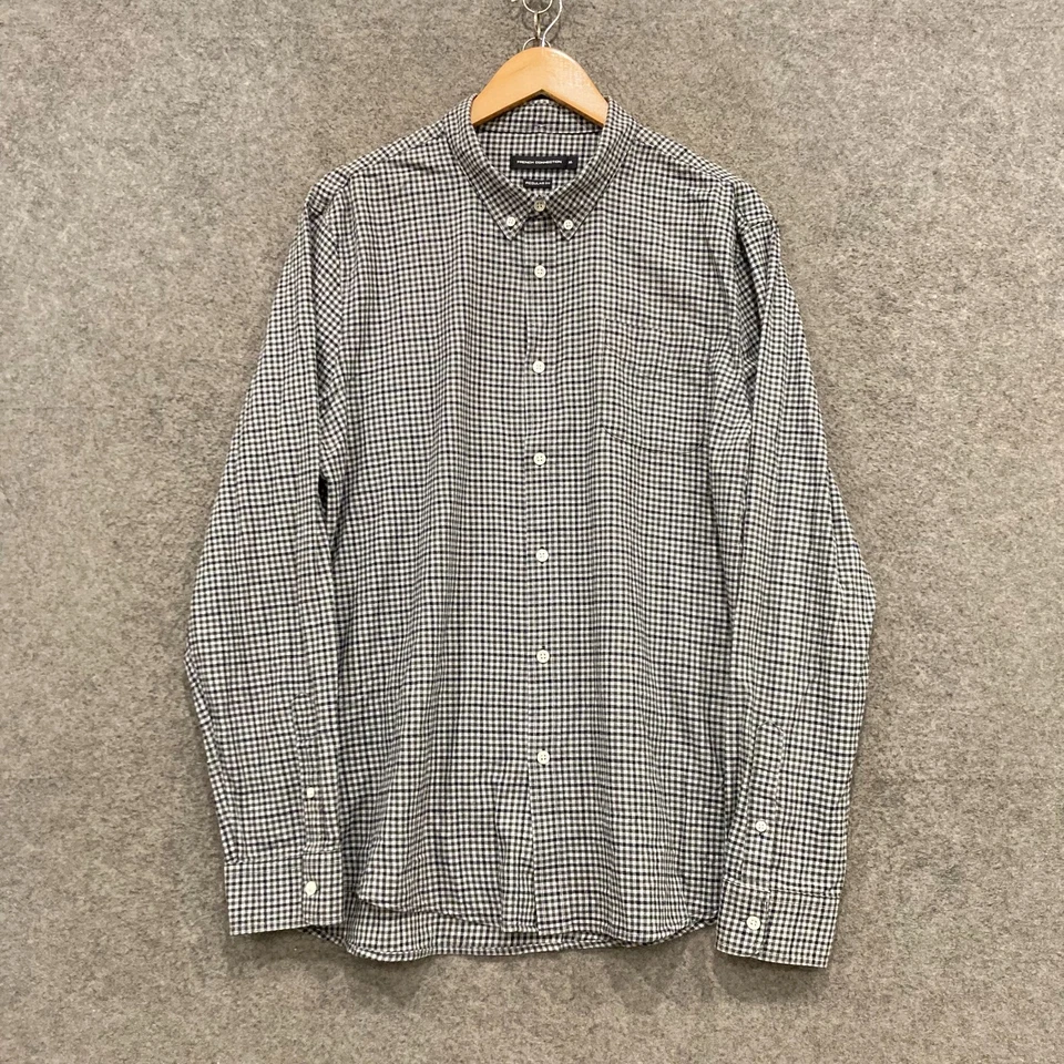 French Connection Shirt Mens Size XL Blue Grey Check Long Sleeve Button Up 26627 - Image 1 of 4