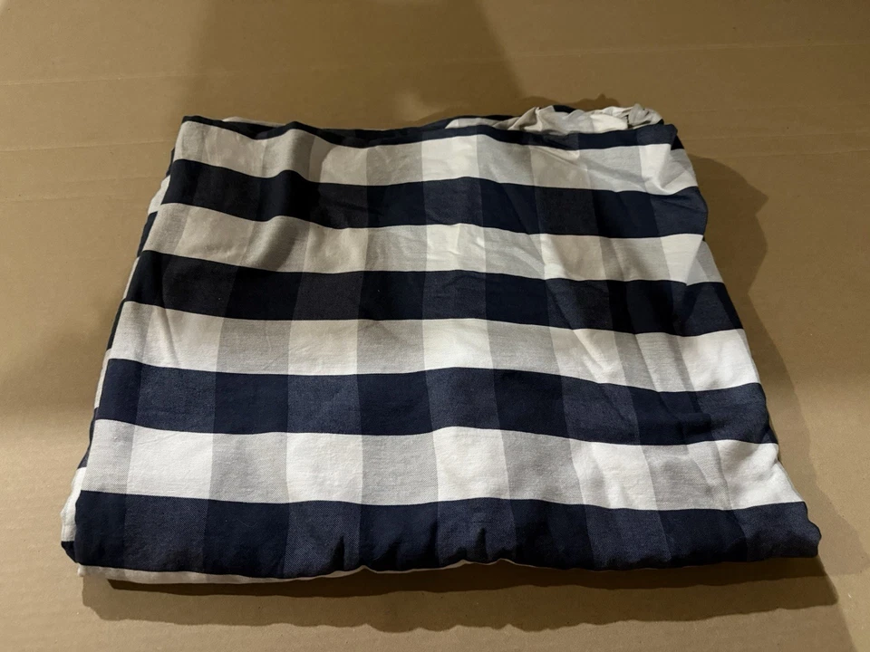 Restoration Hardware diestro bebé y niño doble edredón a cuadros/guinga azul marino, gris, blanco Foto 1 de 4