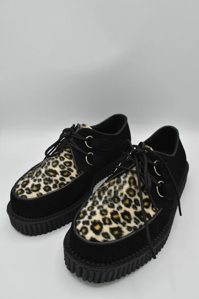 Zapatos Creeper Demonia Negro Gamuza Estampado Leopardo Para Mujer Talla 9/ Para Hombre Talla 7 Foto 1 de 4